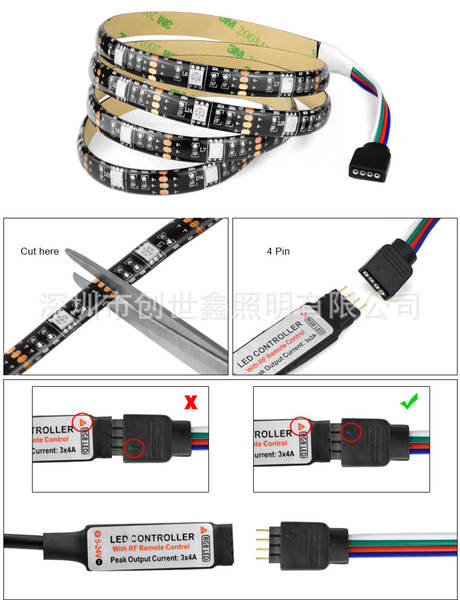 5050 lâmpadas USB com 30 lâmpadas de placa-preta de televisão de controle remoto RF RGB de parede de fundo de sete cores lâmpadas de computador
