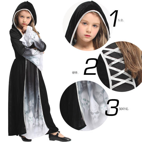 Vestido de Halloween Cosplay Princesa Crianças Vestido de Horror G-0301