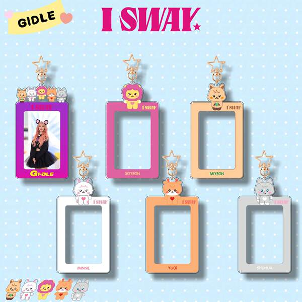 (G) I-DLE Botão de chave acrílico Novo álbum I SWAY Acessórios de quadro de desenho animado Pequeno coletor de cartão
