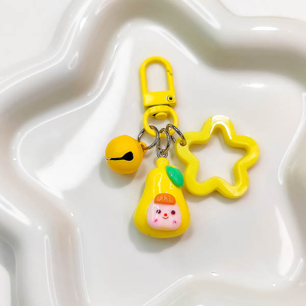 G64 bonecas coloridas bonecas de frutas tecelão de chave pequena suspensão criativa doce casaco de proteção para fones de ouvido da irmã
