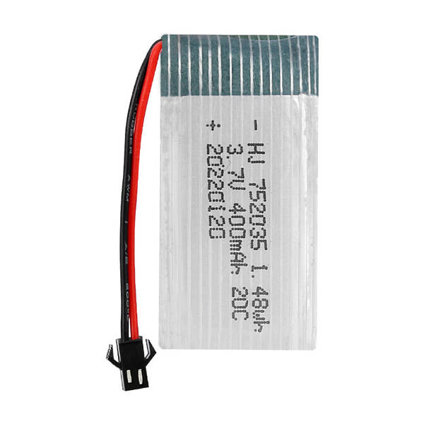 Acessórios de avião de modelo aéreo de bateria de lítio a granel de 3,7V 400mAh 752035 bateria de drone de alta multiplicação 20C