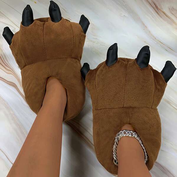 Inverno novo amor apartamento dinossauro Styles pernas sapatos de pelúcia super suave quente caricatura casa pernas de algodão sandálias