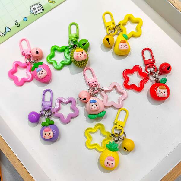 G64 bonecas coloridas bonecas de frutas tecelão de chave pequena suspensão criativa doce casaco de proteção para fones de ouvido da irmã
