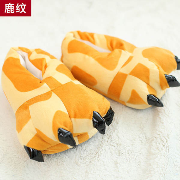 Inverno novo amor apartamento dinossauro Styles pernas sapatos de pelúcia super suave quente caricatura casa pernas de algodão sandálias