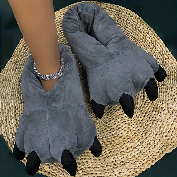 Inverno novo amor apartamento dinossauro Styles pernas sapatos de pelúcia super suave quente caricatura casa pernas de algodão sandálias