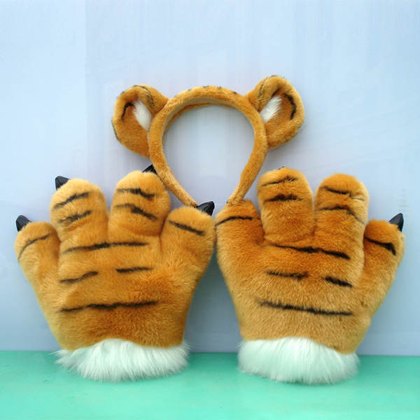 bonito tigre cauda pelúcia brinquedos de neve leão bonecas dinossauro punhos apresentação utensílios crianças presentes de aniversário