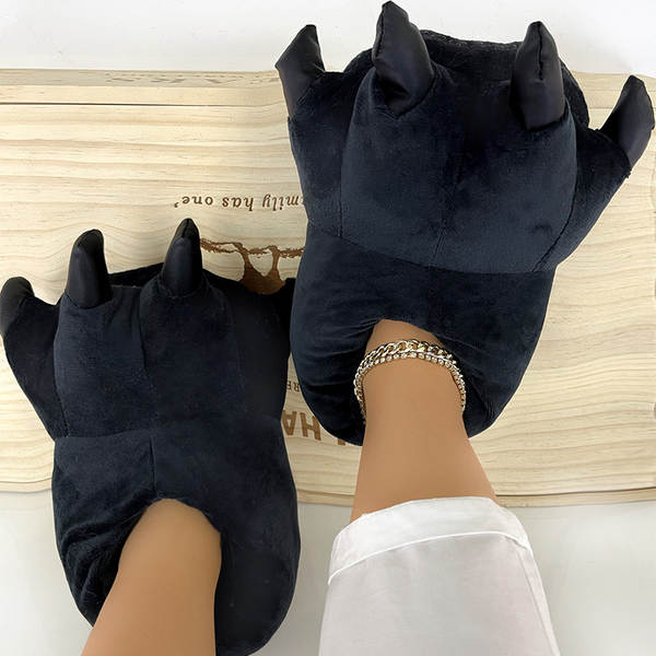 Inverno novo amor apartamento dinossauro Styles pernas sapatos de pelúcia super suave quente caricatura casa pernas de algodão sandálias