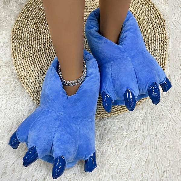 Inverno novo amor apartamento dinossauro Styles pernas sapatos de pelúcia super suave quente caricatura casa pernas de algodão sandálias