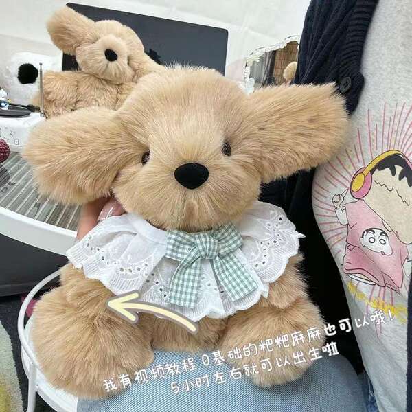 DIY artesanato caseiro criativo bonito cachorro dourado gravar boneca de pelúcia material saco de cachorro de pelúcia de cachorro presente