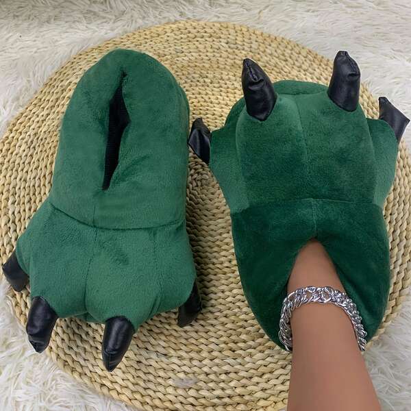 Inverno novo amor apartamento dinossauro Styles pernas sapatos de pelúcia super suave quente caricatura casa pernas de algodão sandálias