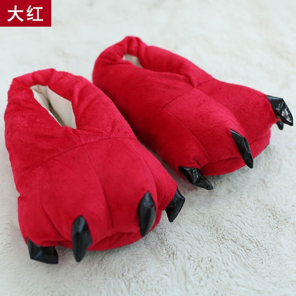 Inverno novo amor apartamento dinossauro Styles pernas sapatos de pelúcia super suave quente caricatura casa pernas de algodão sandálias