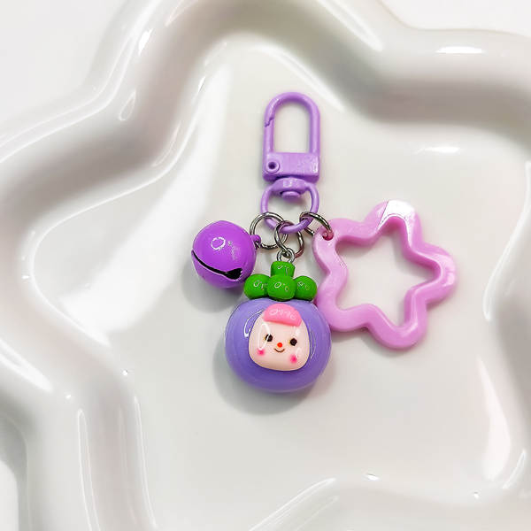 G64 bonecas coloridas bonecas de frutas tecelão de chave pequena suspensão criativa doce casaco de proteção para fones de ouvido da irmã