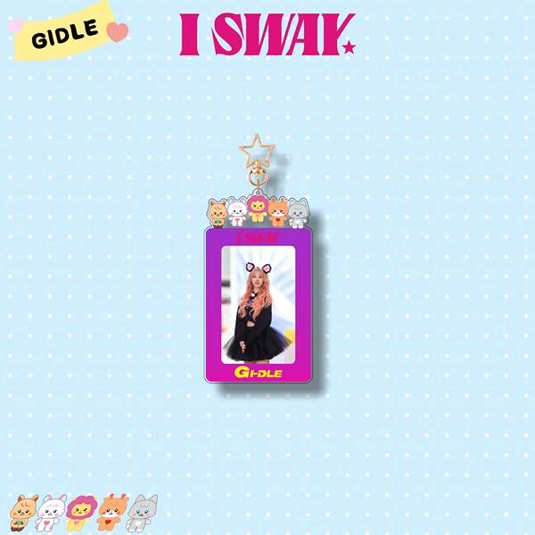 (G) I-DLE Botão de chave acrílico Novo álbum I SWAY Acessórios de quadro de desenho animado Pequeno coletor de cartão
