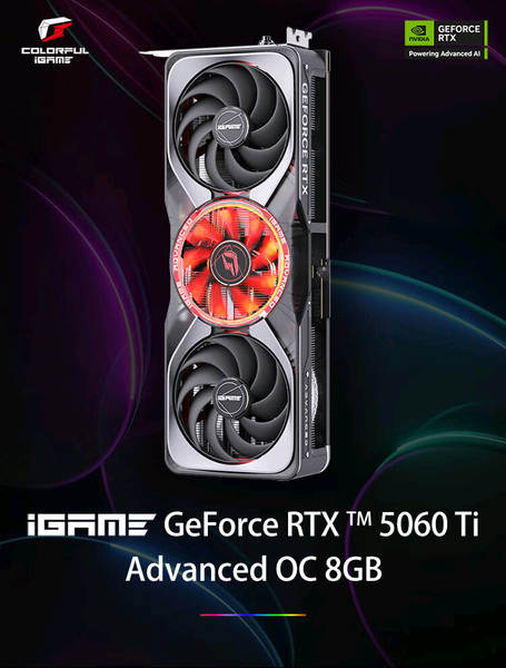 iGame GeForce RTX 5060 Ti AD OC 8GB DLSS4 Computador de jogos eletrônicos