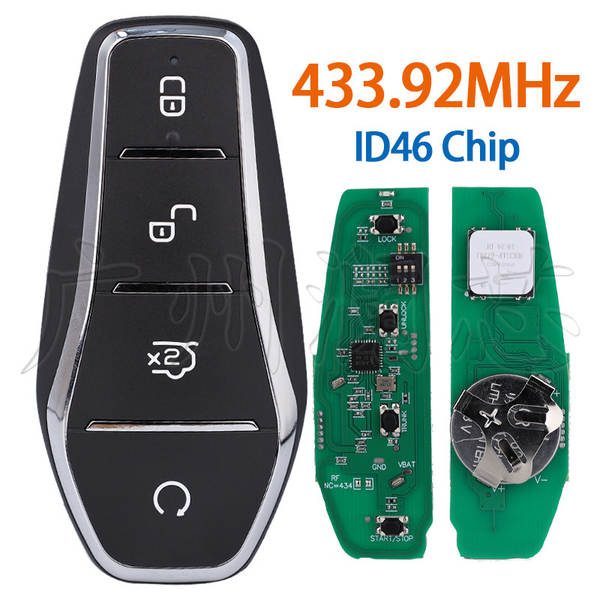 Aplicável a Biady Song Qin novo 4 teclas de controle remoto chave do carro cartão inteligente 46 chip 433.92MHz FSK
