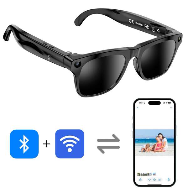 XKONEPRO transfronteiriço 800W pixels óculos inteligentes AI com câmera para captura de vídeo e conversas de alta definição