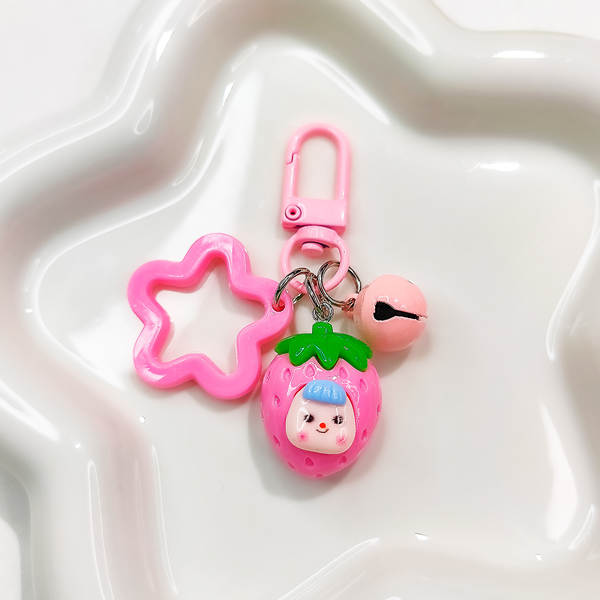 G64 bonecas coloridas bonecas de frutas tecelão de chave pequena suspensão criativa doce casaco de proteção para fones de ouvido da irmã