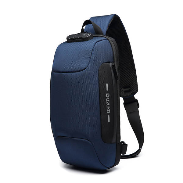 OZUKO Saco de peito masculino sensível à inclinação avançado Saco de esporte à prova d'água Multifuncional para viagens e saídas