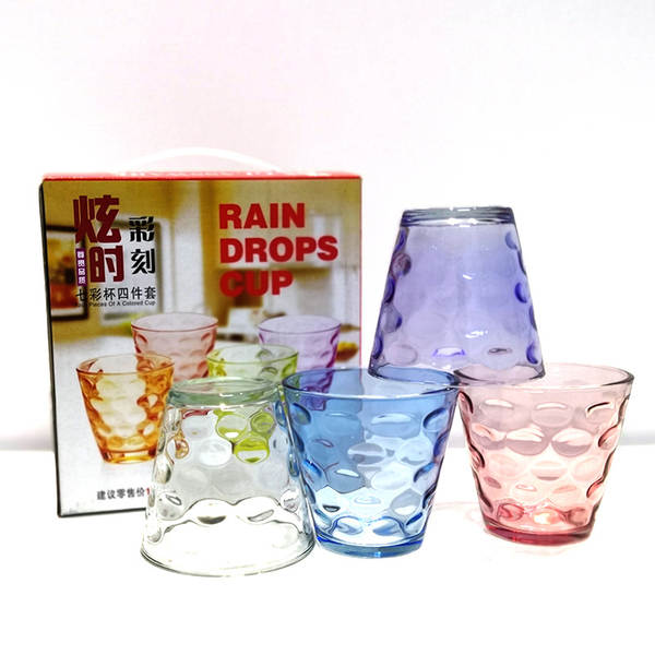 Copos de chuva coloridos de 2 a 6 peças Set de copos de vidro Jóias do evento Copos de presente de lotes impressos LOGO