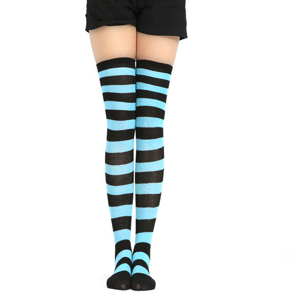 Meias Longas Femininas Azul e Branco