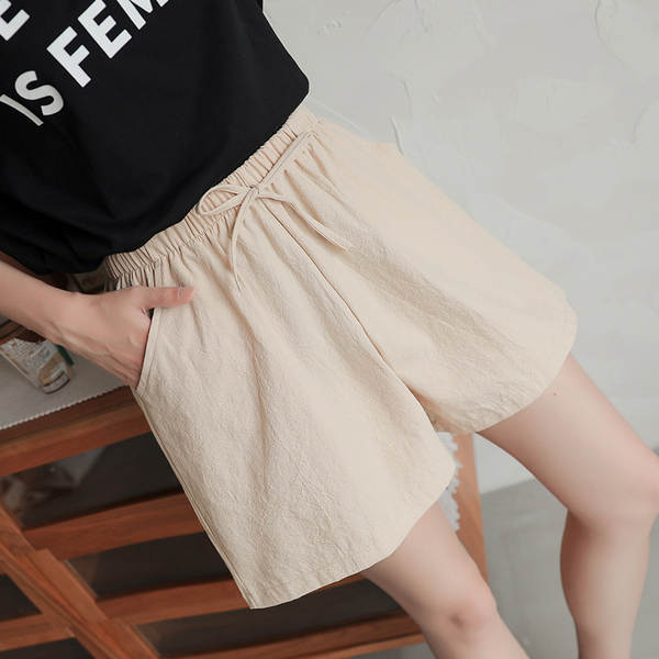 Calça feminina de algodão largo