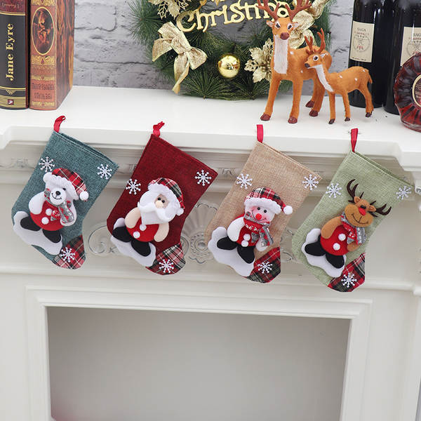 Sacos de presente de doces de Natal Decoração de objetos Santa Claus Snowman meias de presente de Natal meias de Natal Decoração