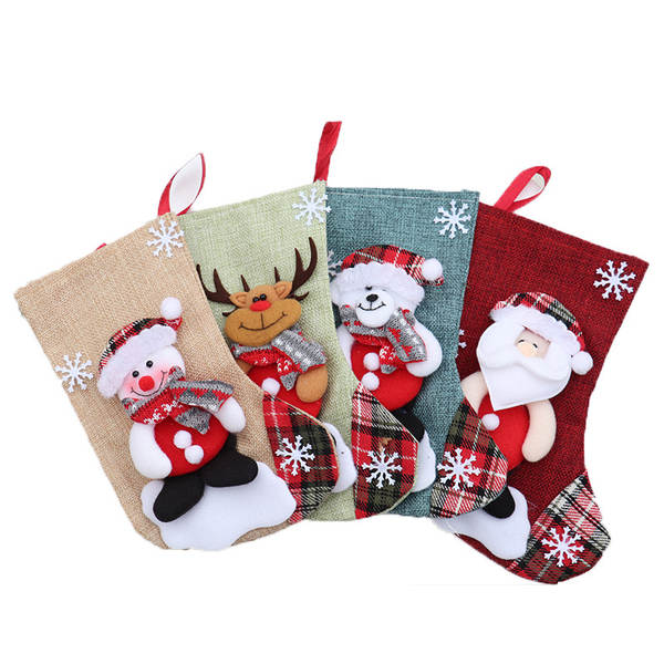 Sacos de presente de doces de Natal Decoração de objetos Santa Claus Snowman meias de presente de Natal meias de Natal Decoração