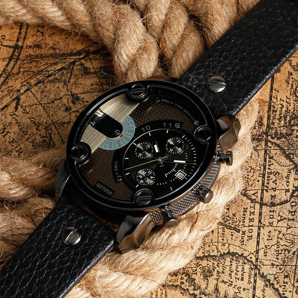 Relógio Masculino Esportivo com Pulseira de Couro
