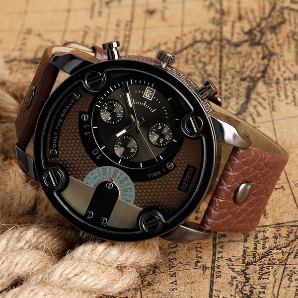 Relógio Masculino Esportivo com Pulseira de Couro