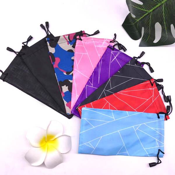 Novo logo impresso bolsa de óculos de sol de cor preta bolsa de celular fabricante atacado bolsa de óculos