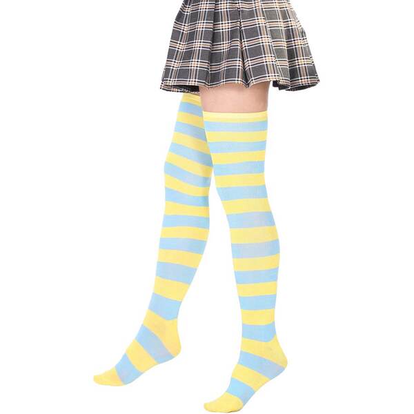 Meias Longas Femininas Azul e Branco
