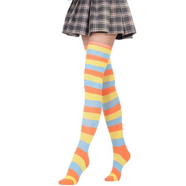Meias Longas Femininas Azul e Branco
