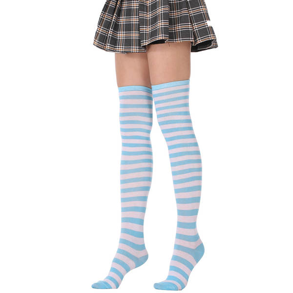 Meias Longas Femininas Azul e Branco