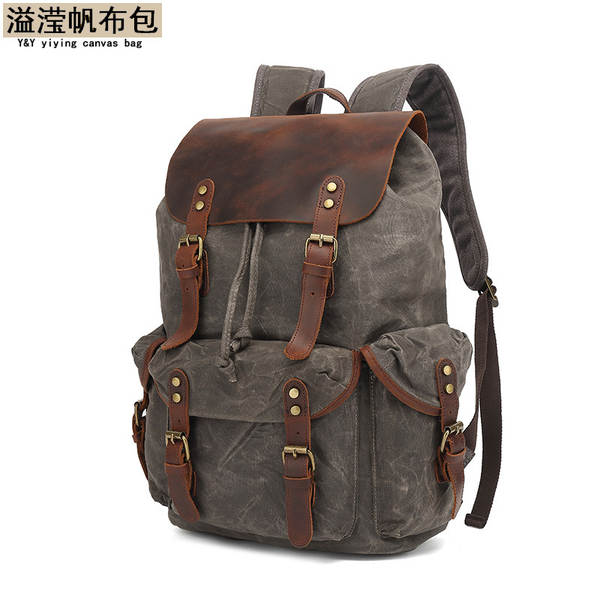Mochila de couro e lona para notebook