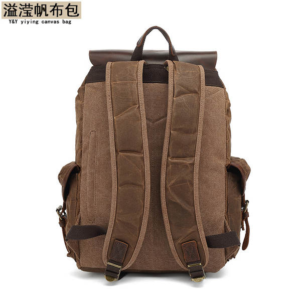 Mochila de couro e lona para notebook