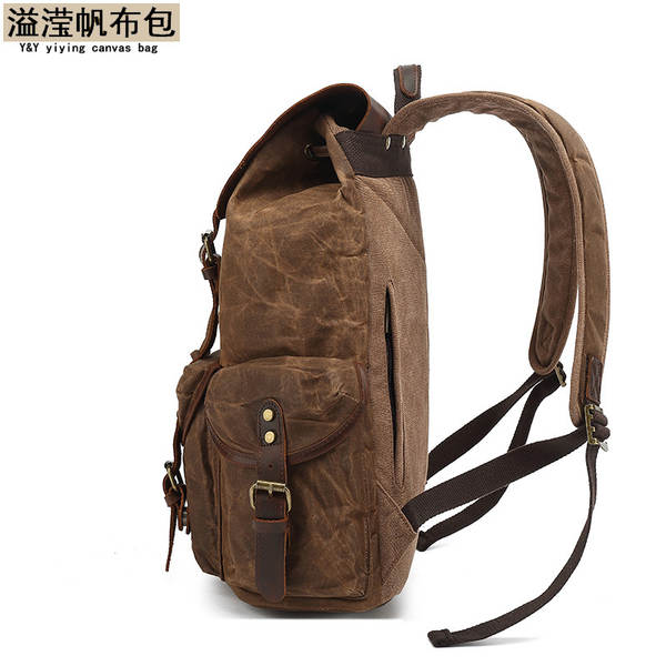Mochila de couro e lona para notebook