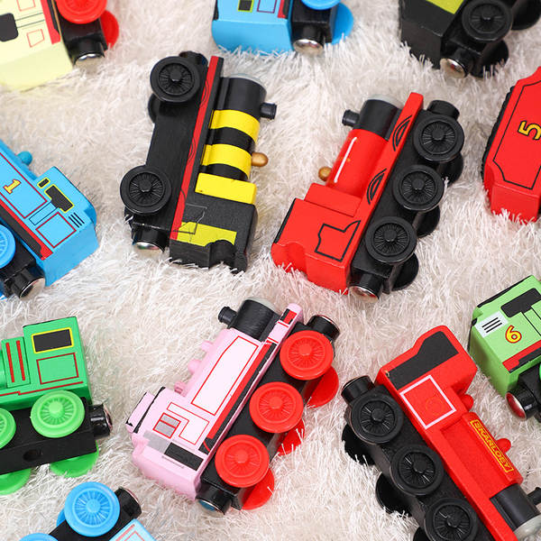 Combinação de trem magnético de madeira para crianças Kit de braço magnético de madeira pequeno comboio brinquedo de carro