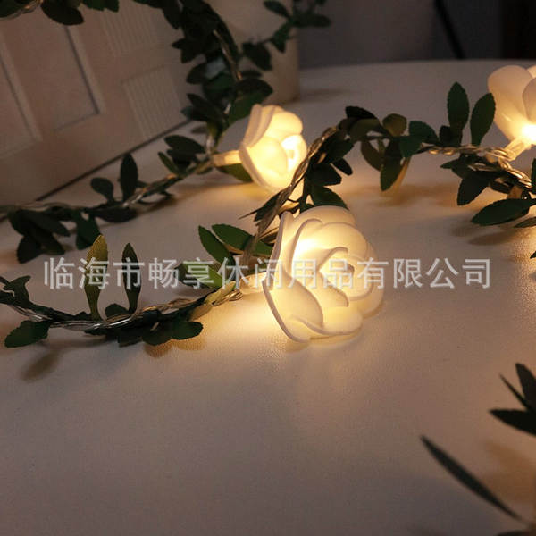 Simulador de lâmpadas LED de folhas verdes com lâmpadas de rosas com lâmpadas DIY de Natal decoradas com lâmpadas LED
