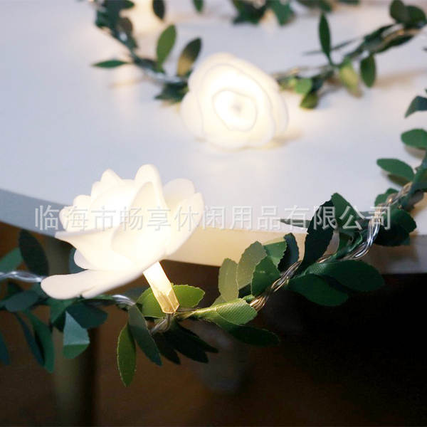 Simulador de lâmpadas LED de folhas verdes com lâmpadas de rosas com lâmpadas DIY de Natal decoradas com lâmpadas LED