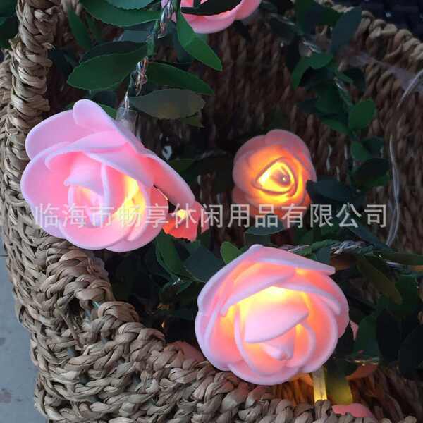 Simulador de lâmpadas LED de folhas verdes com lâmpadas de rosas com lâmpadas DIY de Natal decoradas com lâmpadas LED