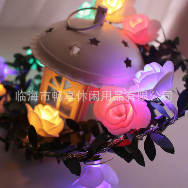 Simulador de lâmpadas LED de folhas verdes com lâmpadas de rosas com lâmpadas DIY de Natal decoradas com lâmpadas LED