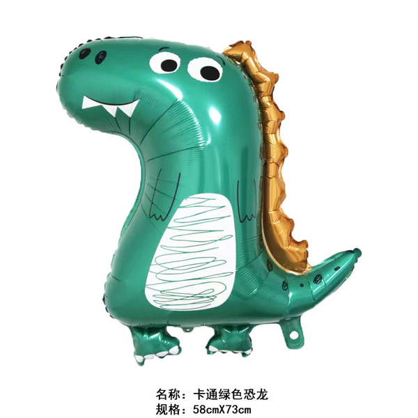 Dinossauro série inteira coroa dinossauro desenho animado verde dinossauro floresta festa de decoração atmosfera de balão de alumínio para atacado