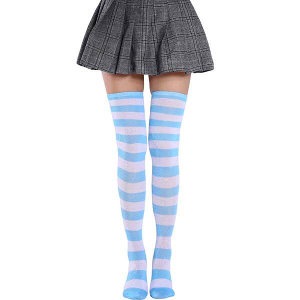 Meias Longas Femininas Azul e Branco