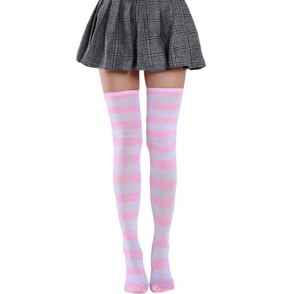 Meias Longas Femininas Azul e Branco