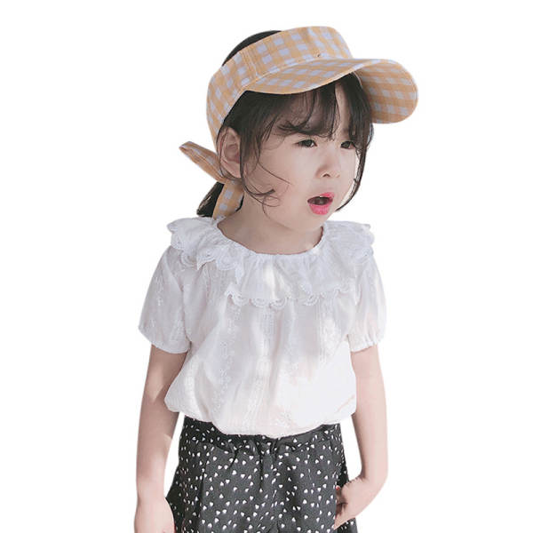 Vestido infantil de verão de vendas quentes 0-6 anos meninas coreanas tendência pura simples e fresco camisa de boneca branca para crianças