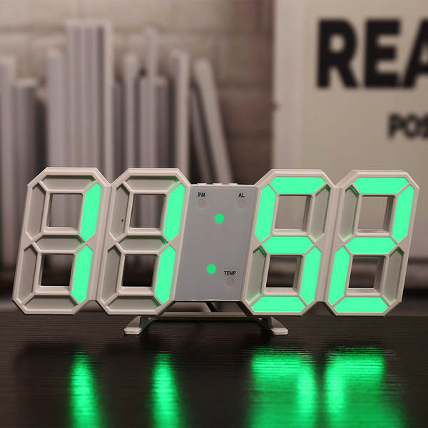 Relógio LED 3D com Termômetro e Alarme