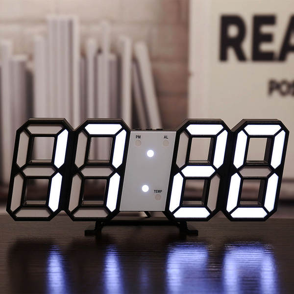 Relógio LED 3D com Termômetro e Alarme