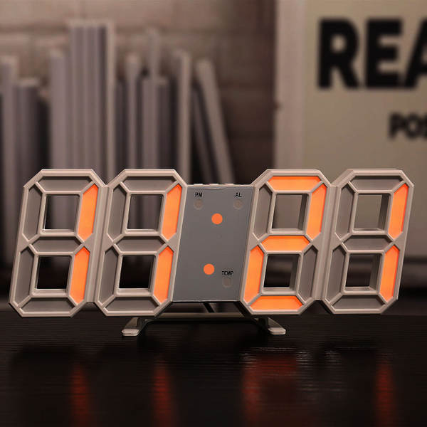 Relógio LED 3D com Termômetro e Alarme