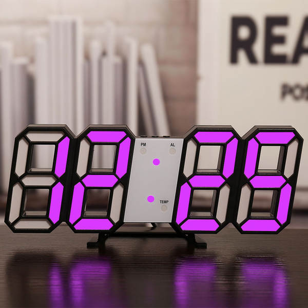 Relógio LED 3D com Termômetro e Alarme
