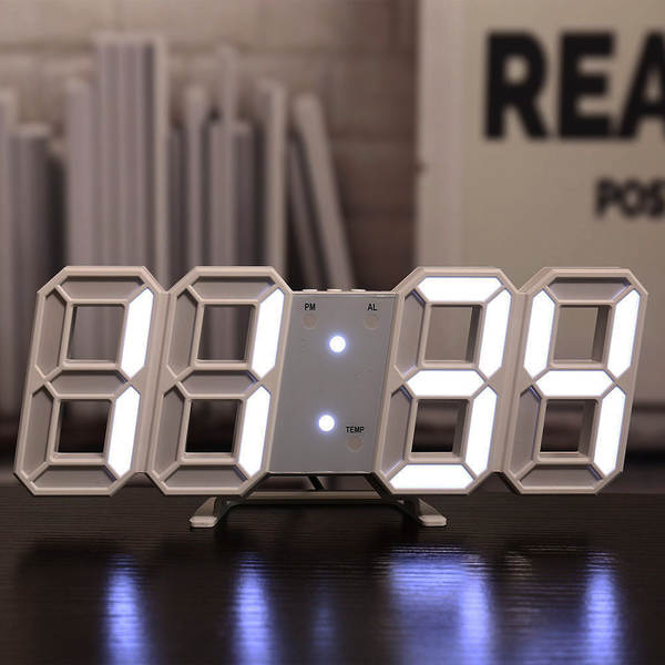 Relógio LED 3D com Termômetro e Alarme